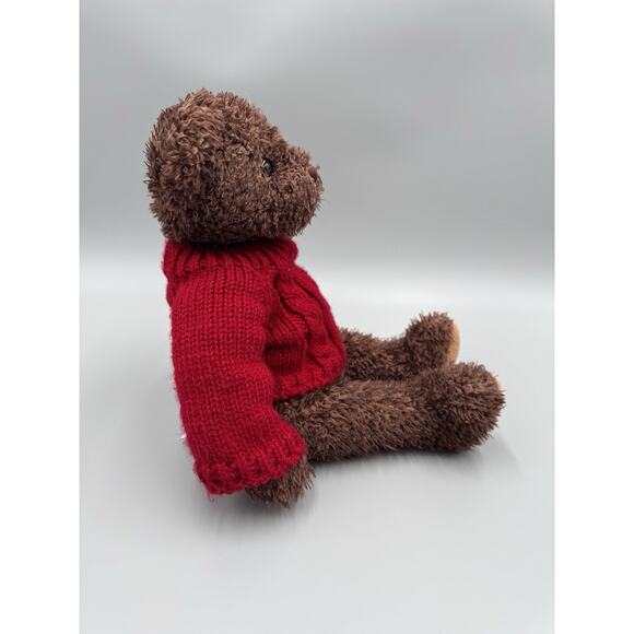 FAO Schwarz Brown Teddy Bear In Red Knit Sweater Plush 13” Stuffed Animal - Picture 6 of 10